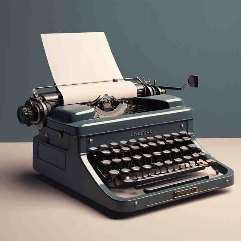 An old-fashioned typewriter with a piece of paper positioned above, representing classic literature and the writing process.